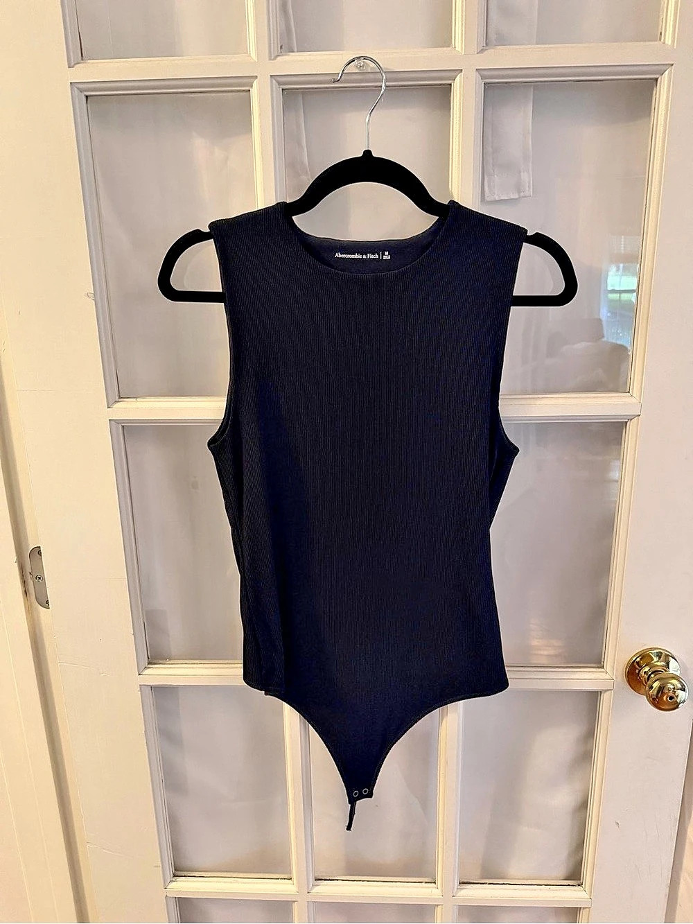 Abercrombie & Fitch Essential Ribbed Tank Bodysuit Black Ribbed Bodysuit Size